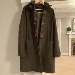 J Crew Melton Wool Coat Long Olive